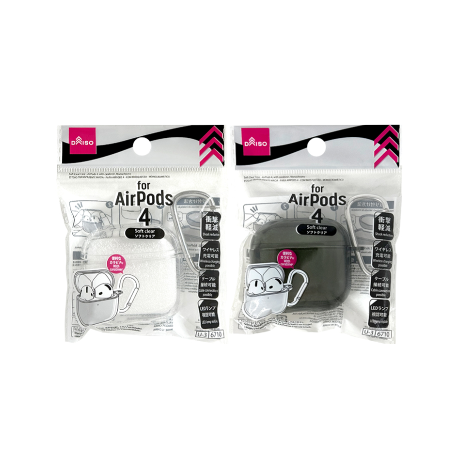 Soft Clear Case AirPods 4 with Carabiner Monochrome