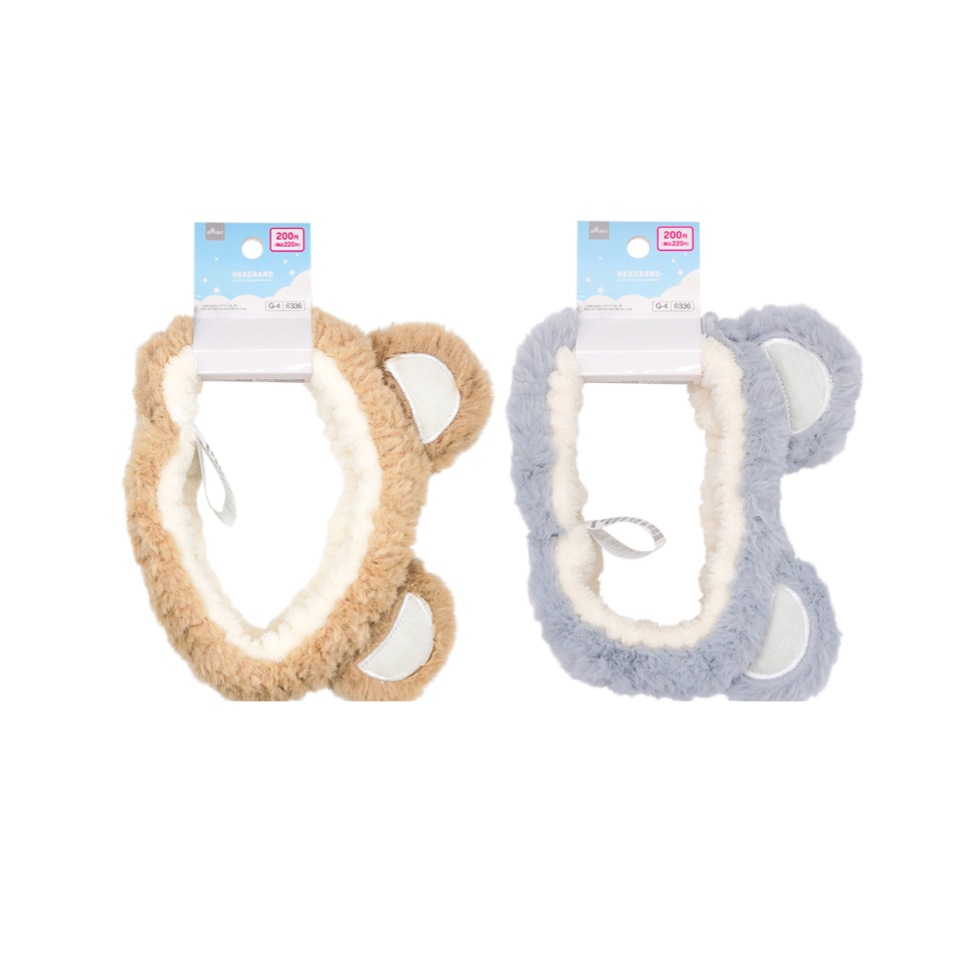 Bear Ears Fluffy Hair Band Brown/Gray