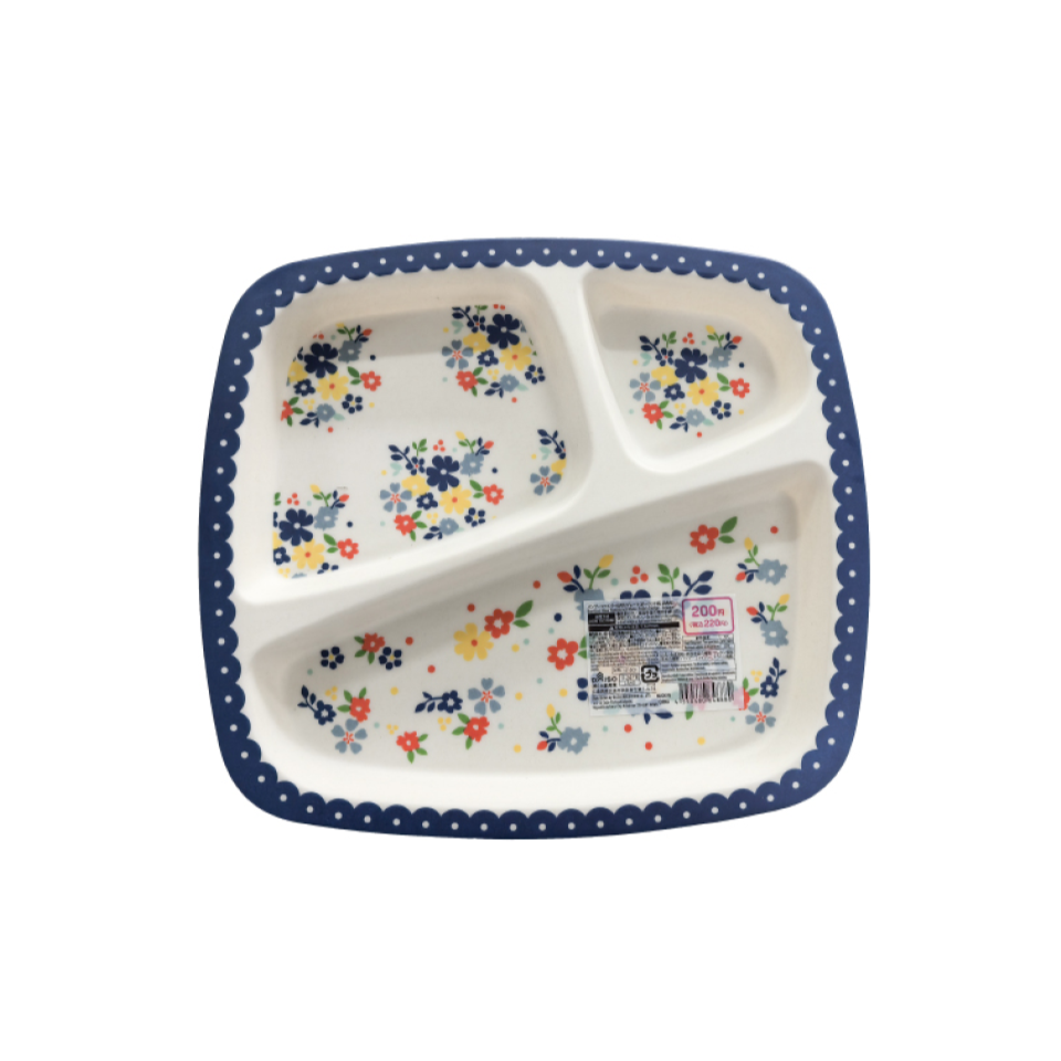 Bamboo Fiber Partitioned Plate Polish Design Square