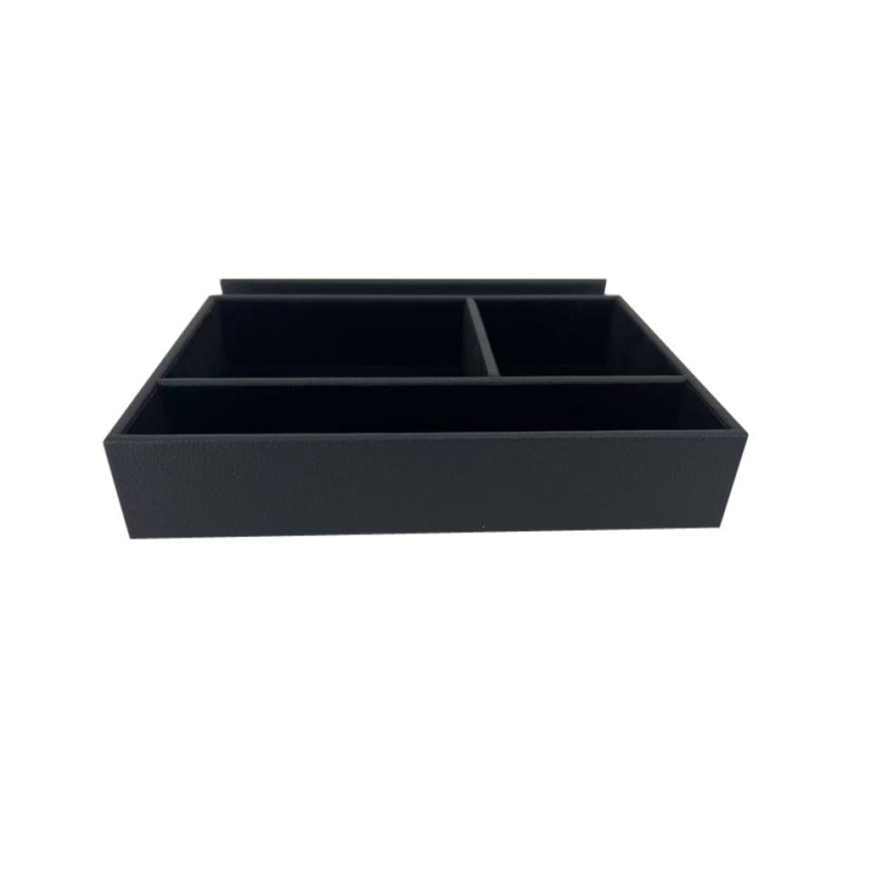 Imitation Leather Desk Storage Tray with Partition