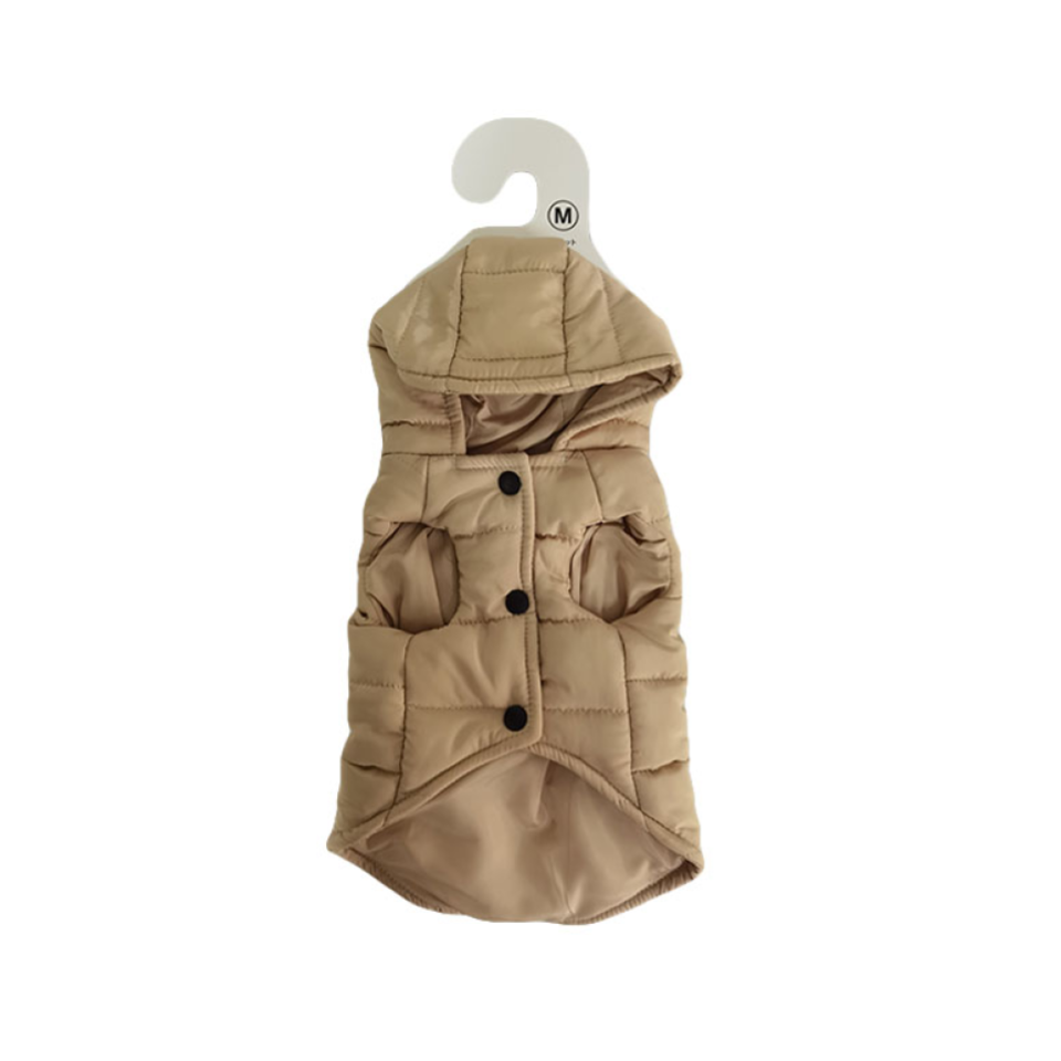 Down Style Jacket with Hood Beige Medium