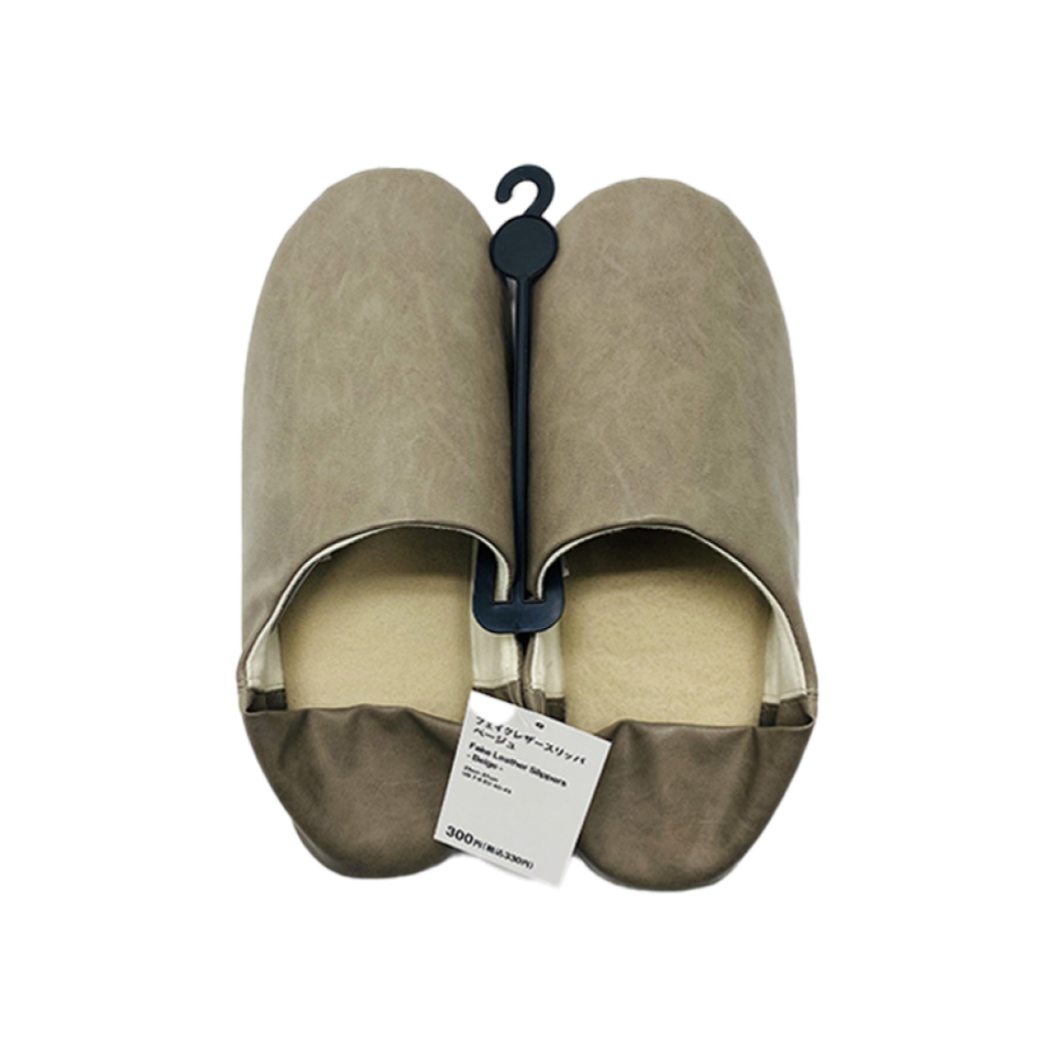 Fake Leather Slippers Beige 25cm-27cm