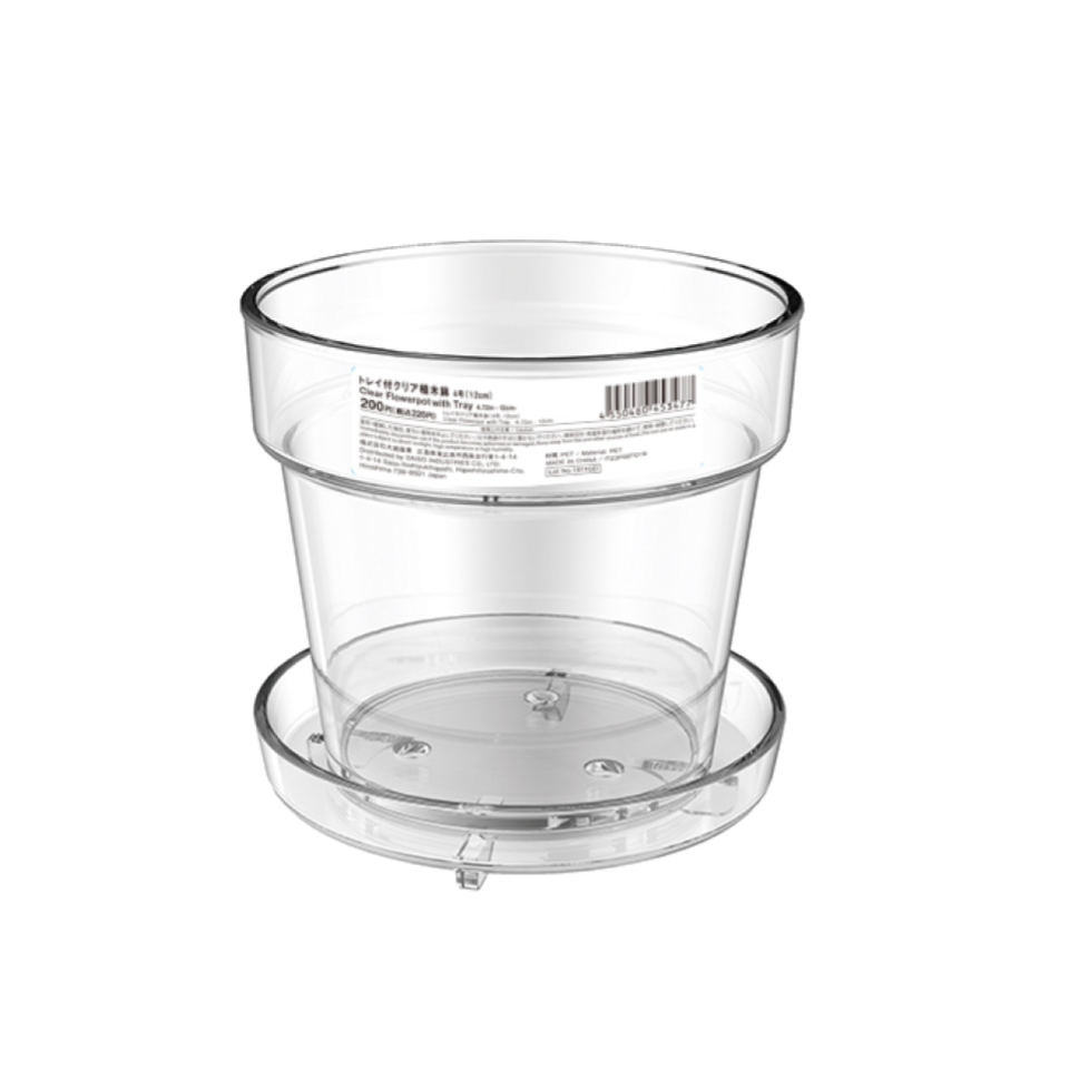 Clear Plant Pot with Tray 12cm