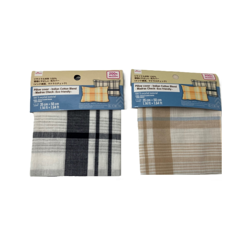 Pillow Cover Indian Cotton Blend Madras Check