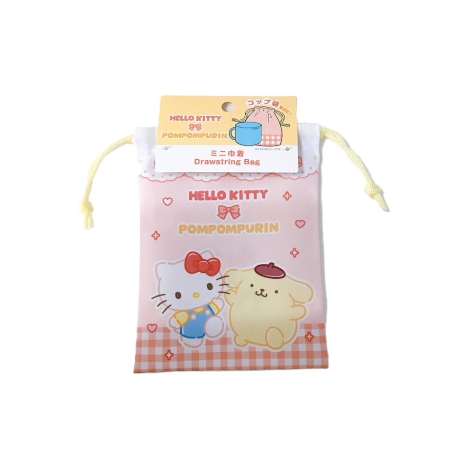Drawstring Bag Mini Kitty Purin Gingham Check