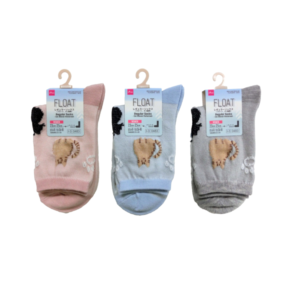 Regular Socks Float Cat Allover Patterned