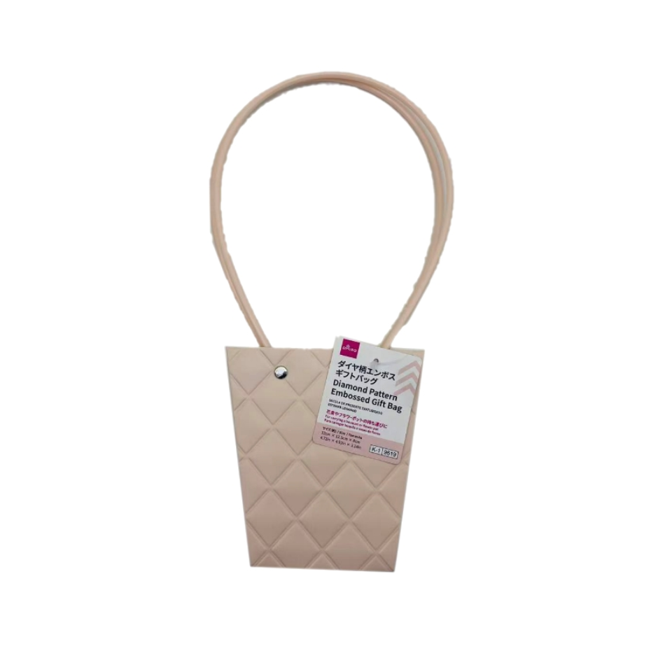 Diamond Pattern Embossed Gift Bag Trapezoid Light Pink