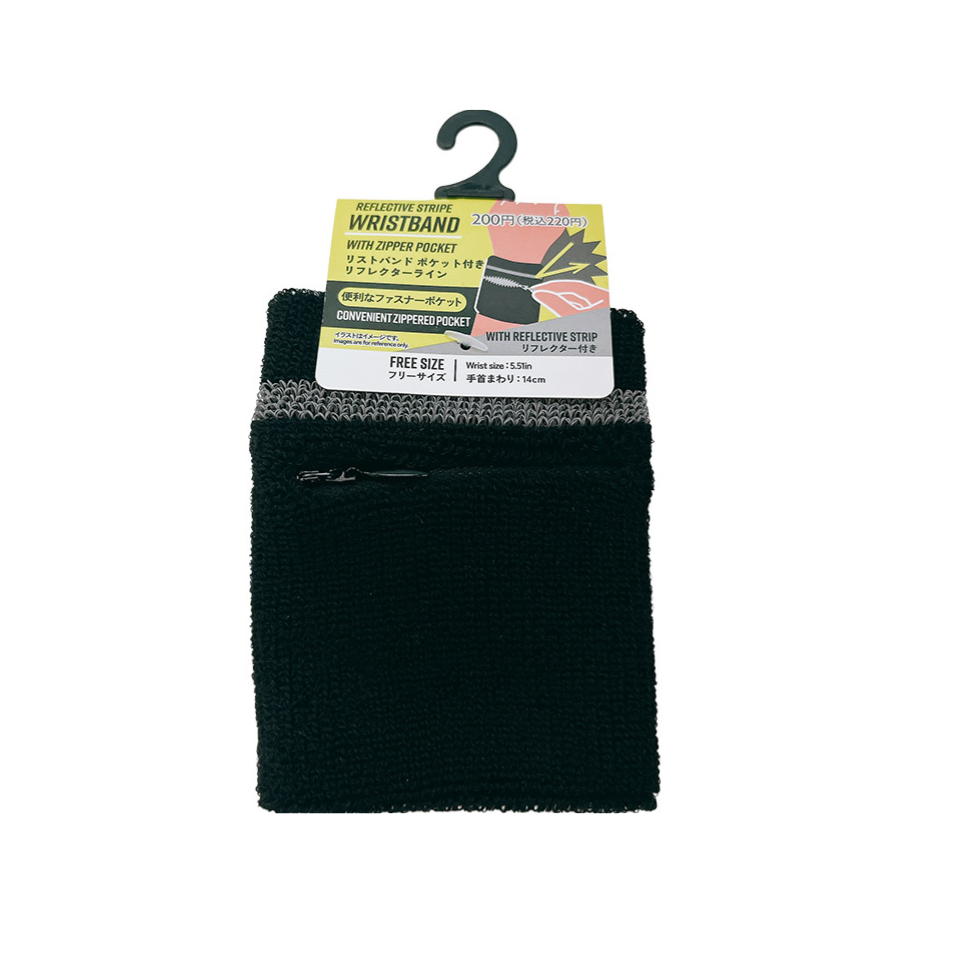 Reflective Stripe Wristband with Zipper Pocket