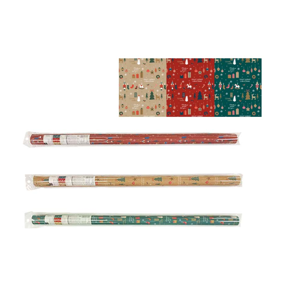 Wrapping Paper Christmas Kraft B 70cm x 150cm
