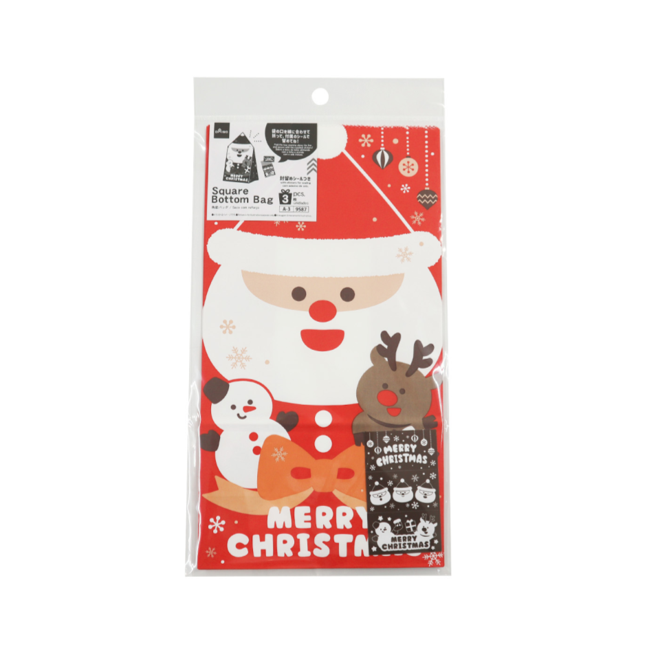 Square Bottom Bag Smiling Santa