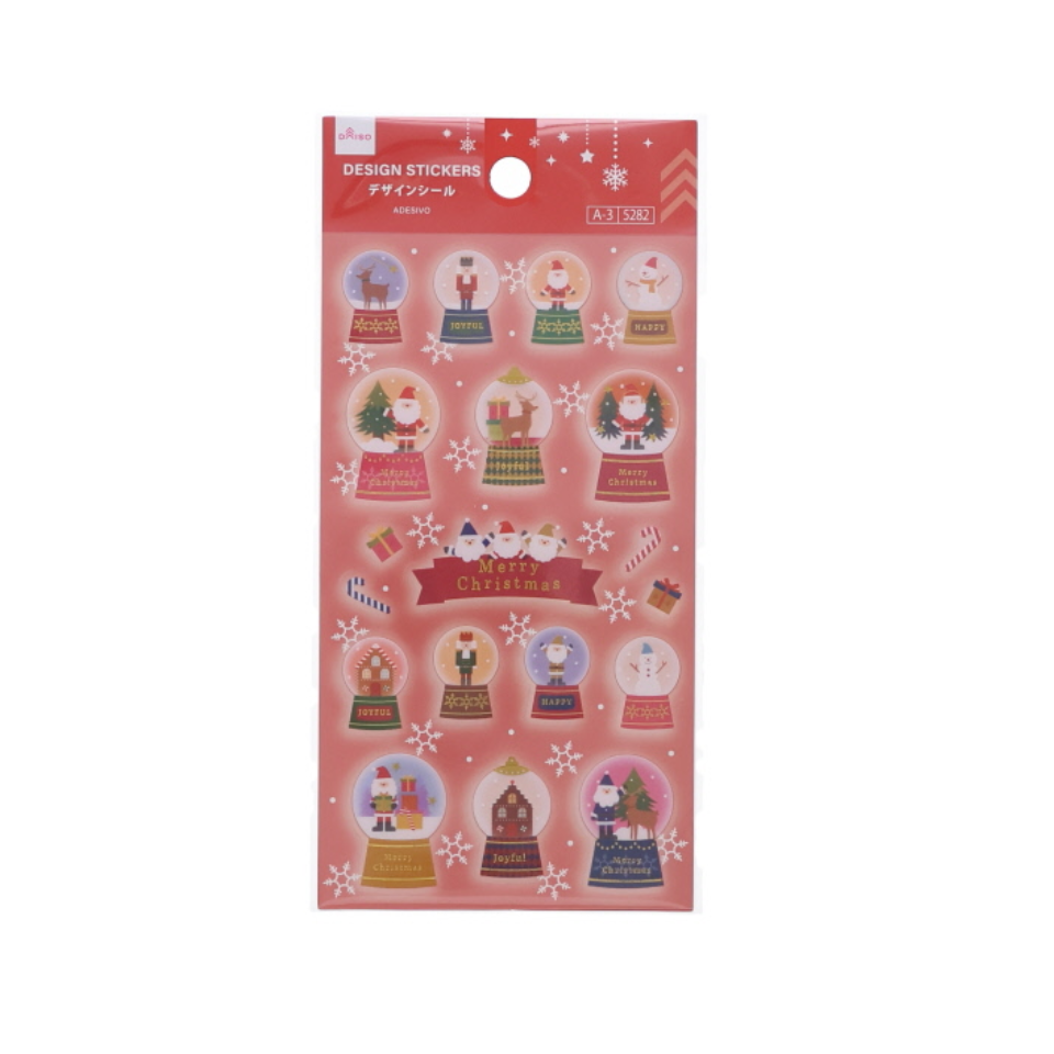 Clear Design Stickers Christmas Snow Globe