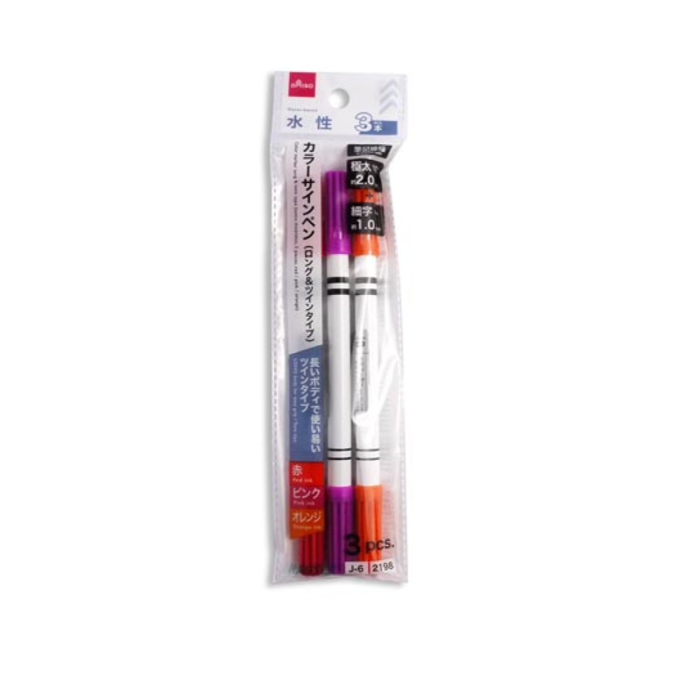 Color Marker Long & Twin Type Red/Pink/Orange