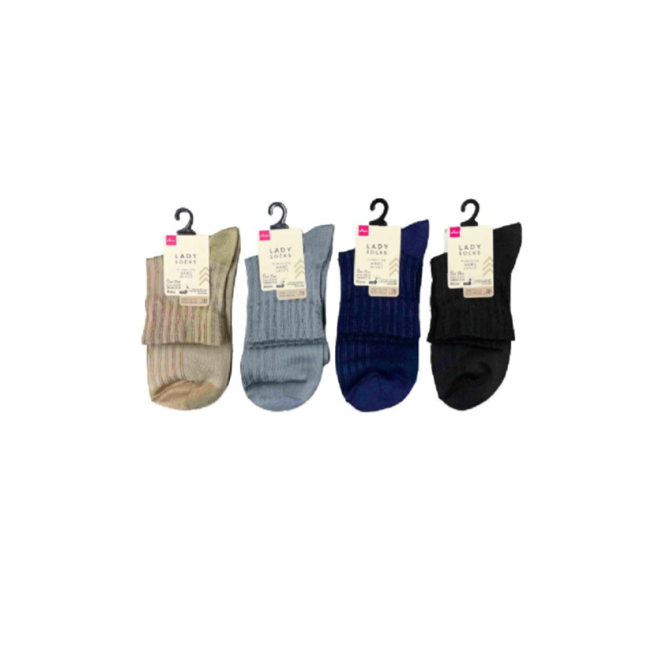 Ankle Socks Adult Ladies Glossy Deep Opening Stripes