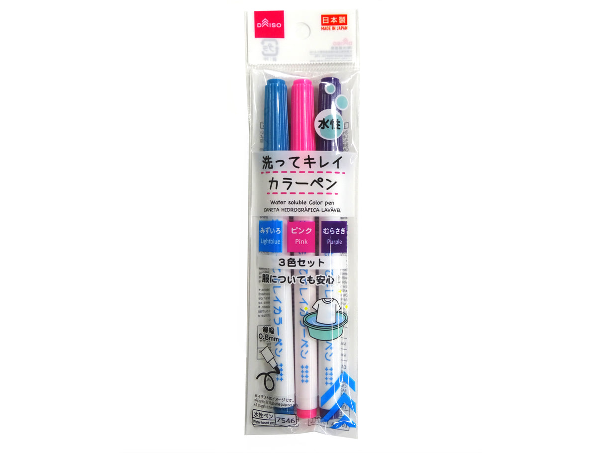 Water Soluble Color Pen Light Blue/Pink/Purple