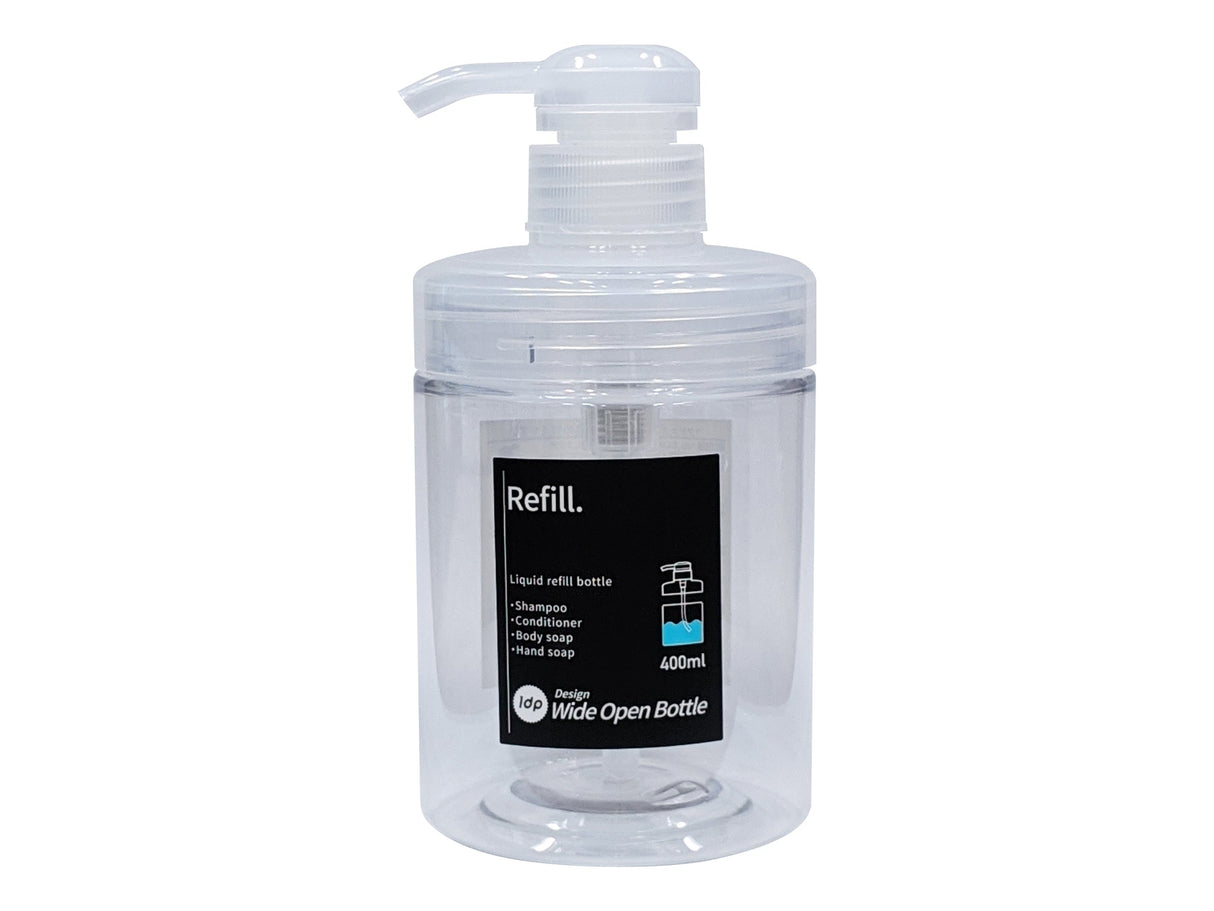 1DP Wide Mouth Pump Bottle 400ml Round Clear