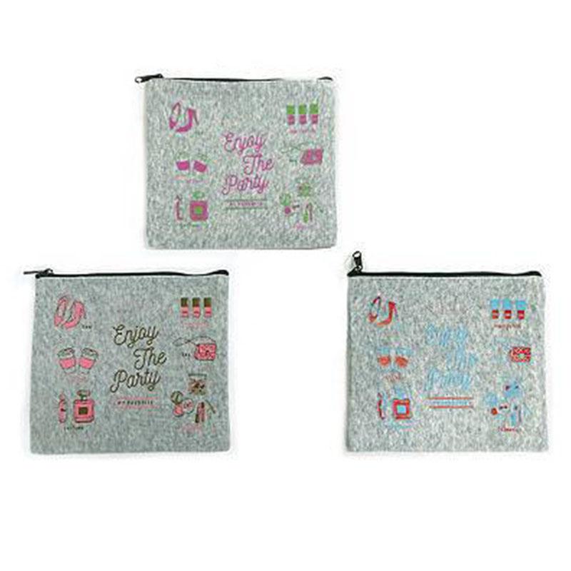 Sweatshirt Fabric Pouch Girly Accessories Flat