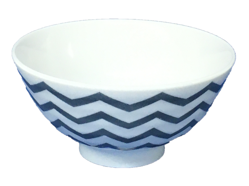 Round Rice Bowl Zigzag Gray 11.4X11.4X5.7Cm