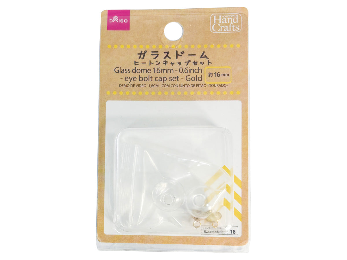 Glass Dome 16mm Eye Bolt Cap Set Gold