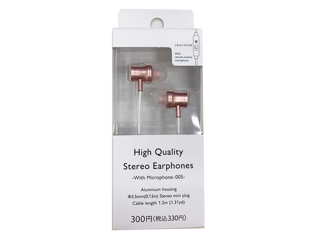 High Quality Stereo Earphones Pink/Gold with Microphone 005