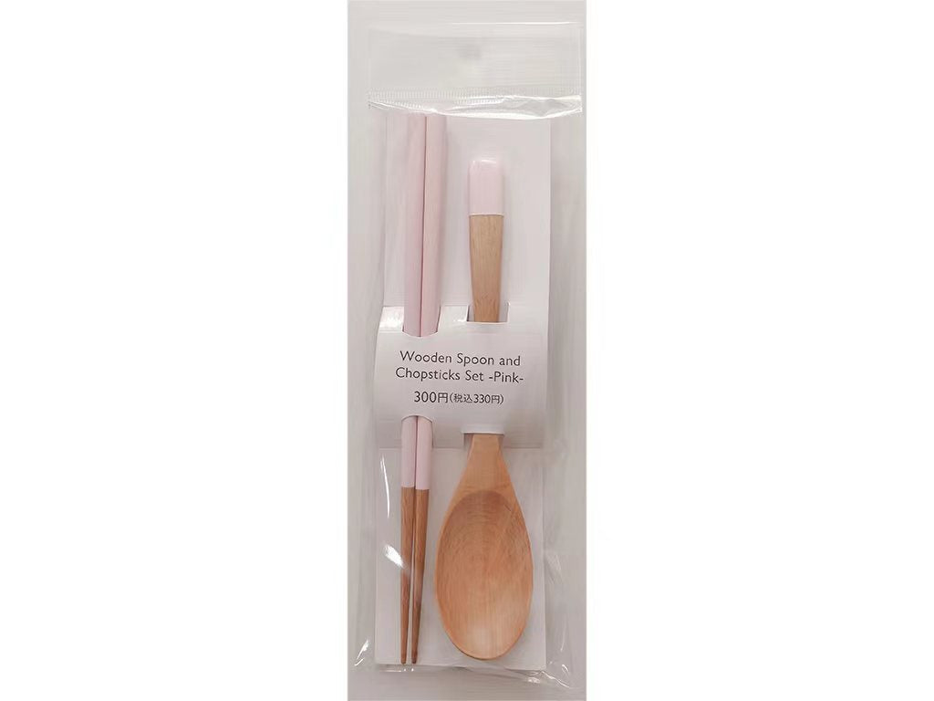 Wooden Spoon and Chopsticks Set Pink