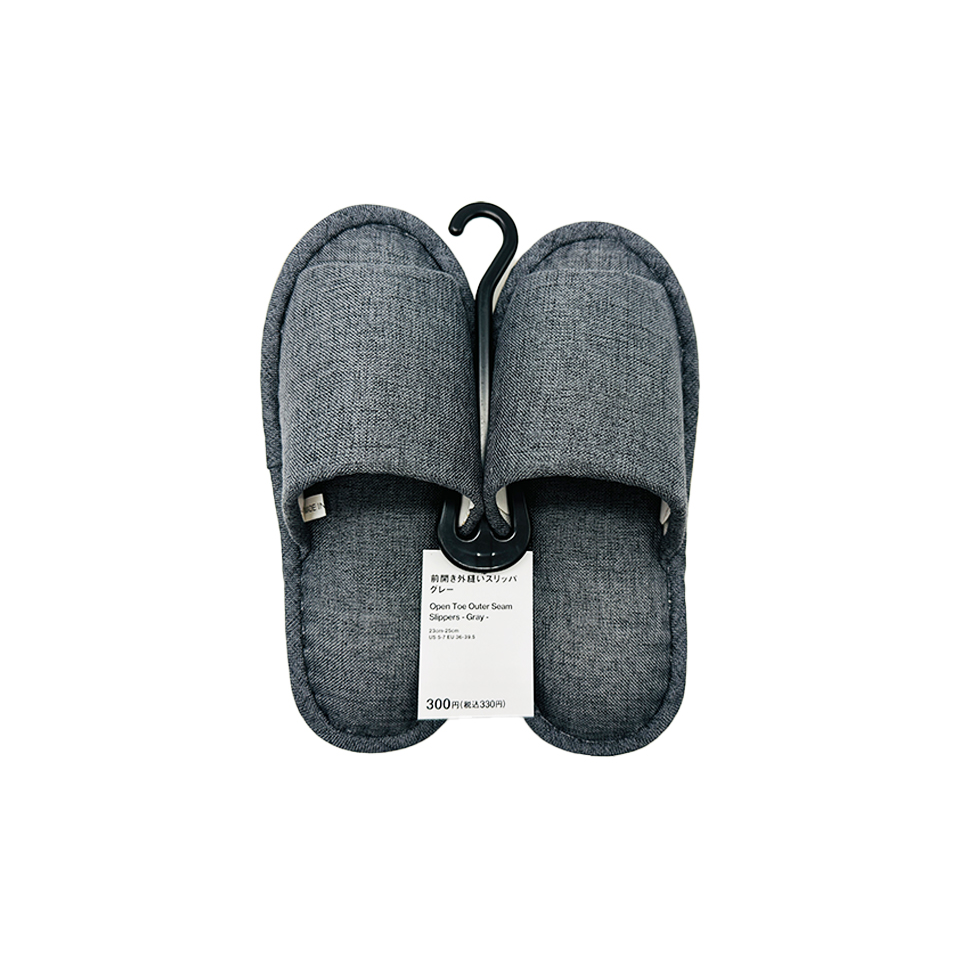 Open Toe Outer Seam Slippers Gray 23cm - 25cm