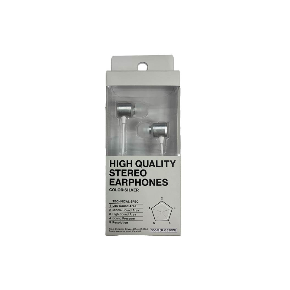 High Quality Stereo Earphones With Microphone Silver Color SP 005 3.5mm Jack