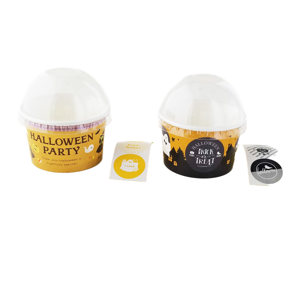 Halloween Paper Cups with Dome Lid Assort with Sticker 3 Pieces