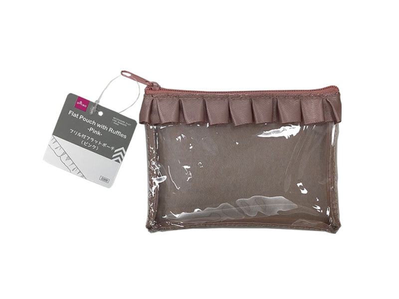 Favorite Pouch Flat Pouch with Ruffles Pink