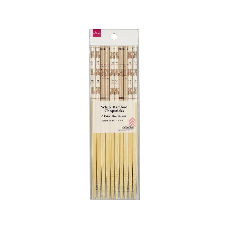 White Bamboo Chopsticks Bear Design