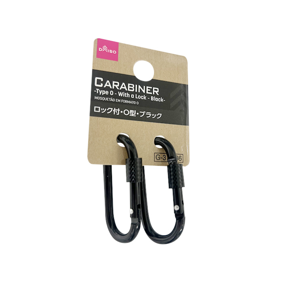 Carabiner Type O With a Lock Black 2 Pieces