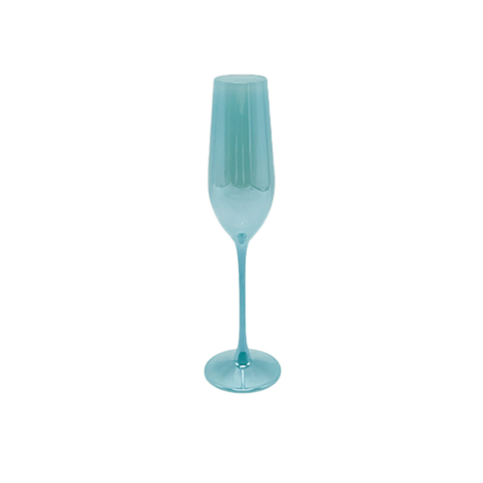 Milky Colored Champagne Flute Blue