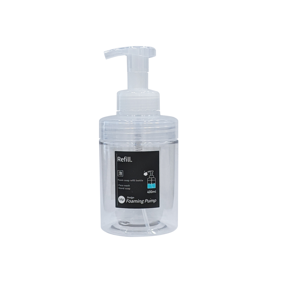 1DP Wide Mouthed Foam Bottle 400ml Round Clear