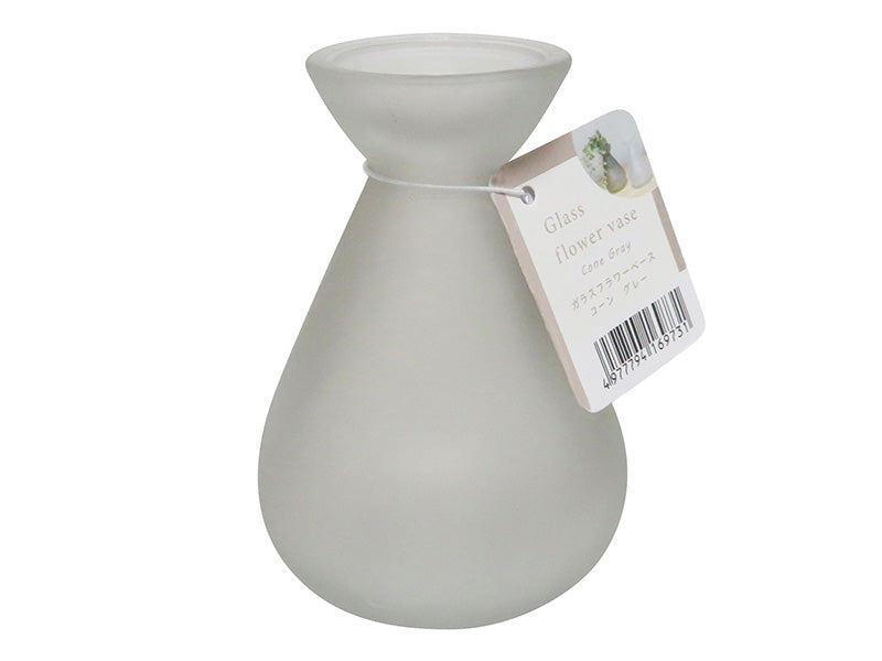 Glass Flower Vase Cone Grey