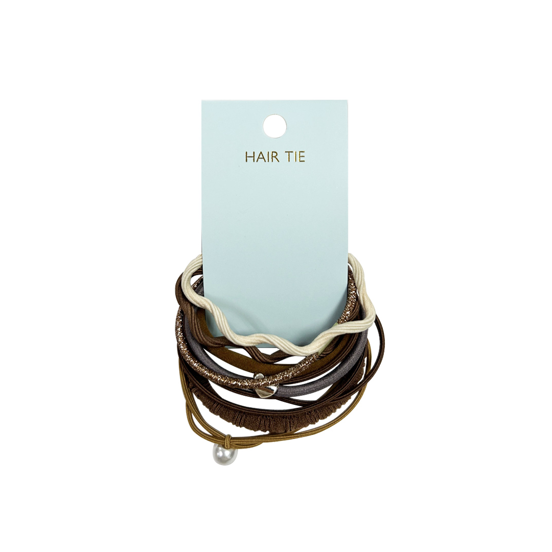 Hair Tie Brown 8pc Set