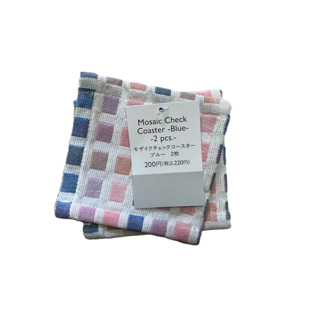 Mosaic Check Coaster Blue