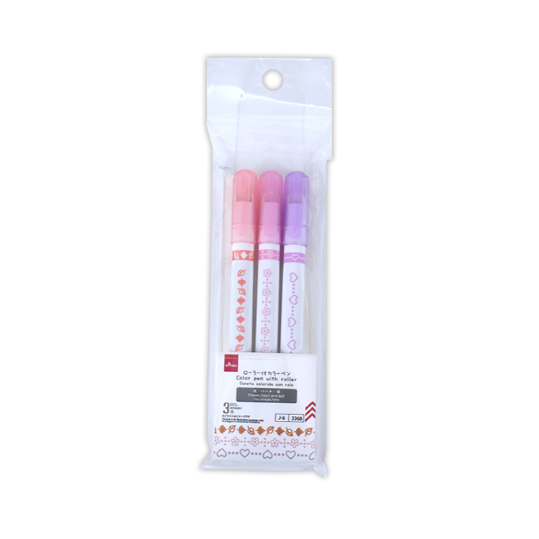 Color Pen with Roller Flower Heart and Leaf