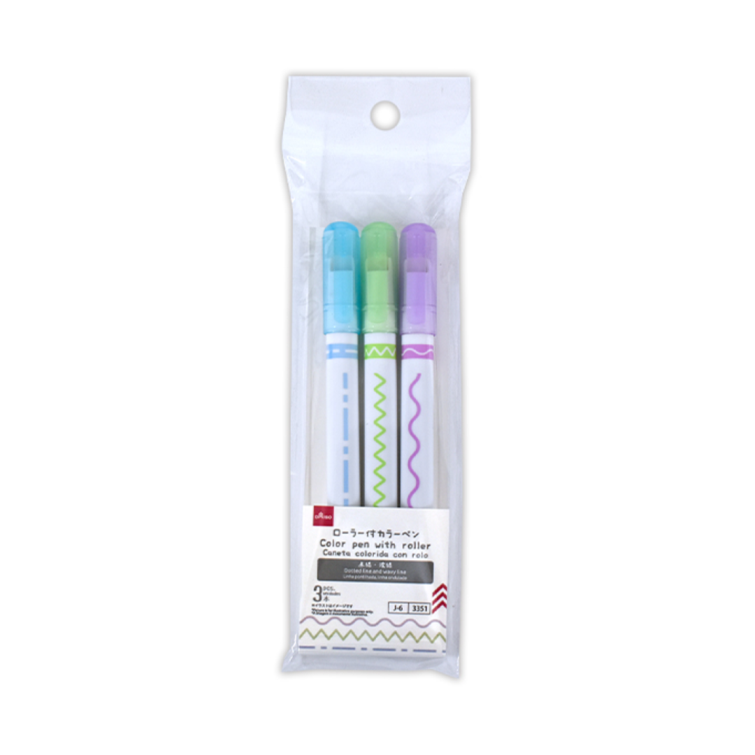 Color Pen with Roller Dotted Line and Wavy Line