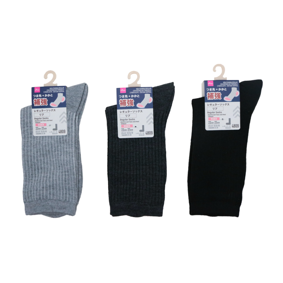 Regular Socks Reinforced Toes and Heel Ribbed