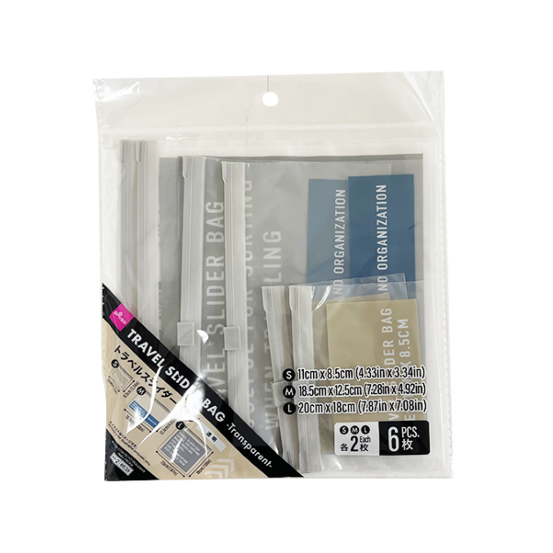 Travel Slider Bag Transparent Set of 3 Sizes