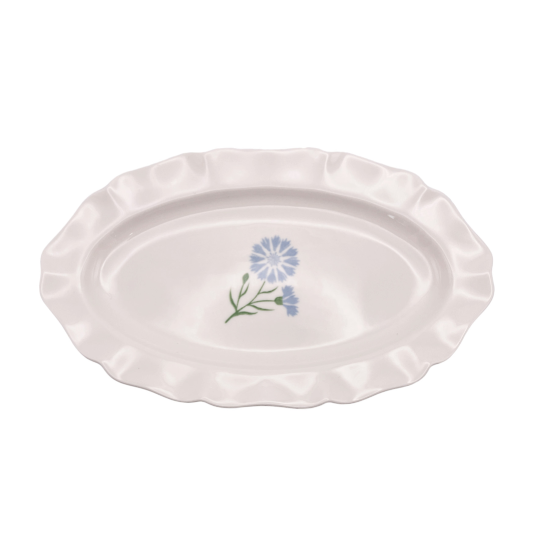 Oval Plate Single Flower 19cm