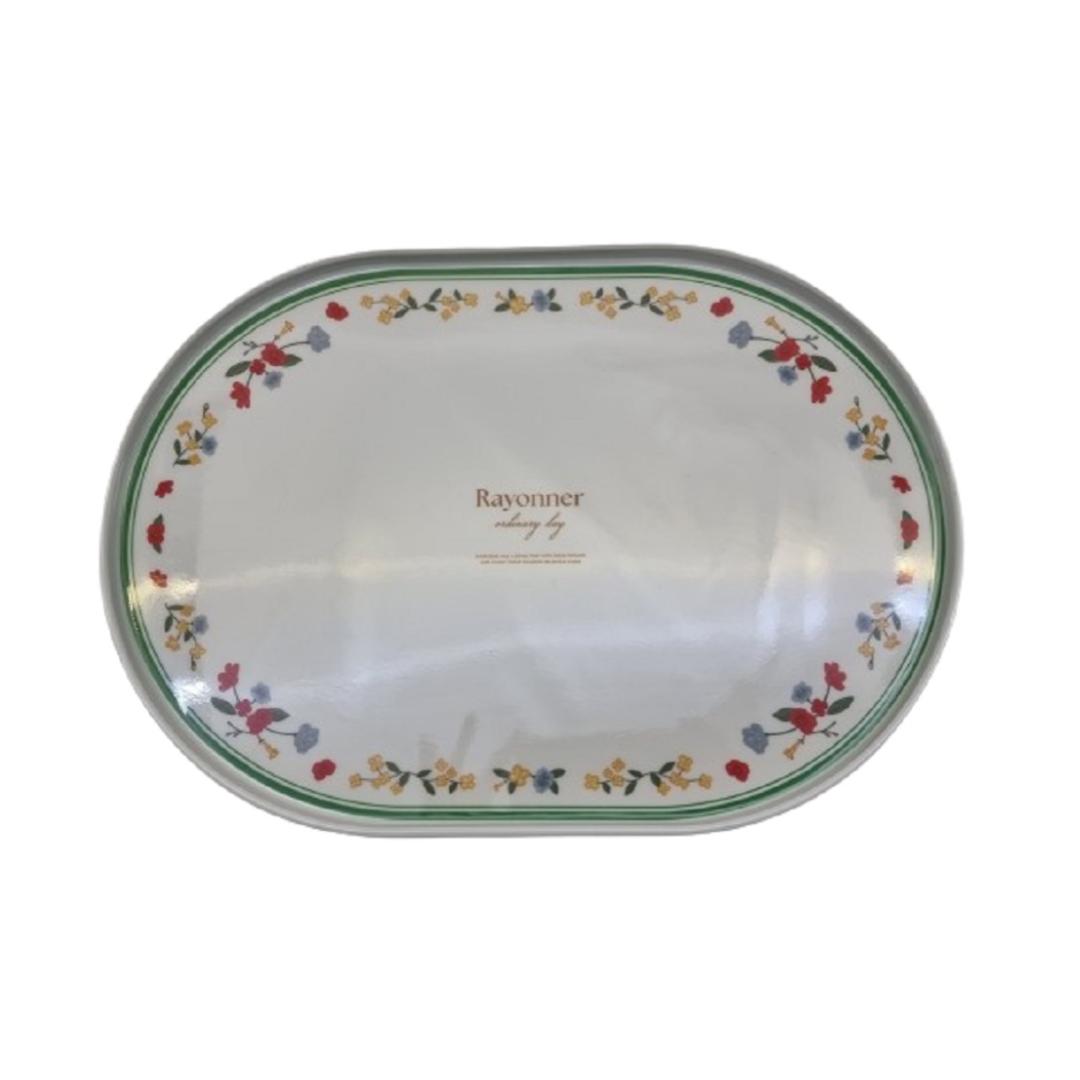 Oval Melamine Tray 40cm x 28cm Flower Design