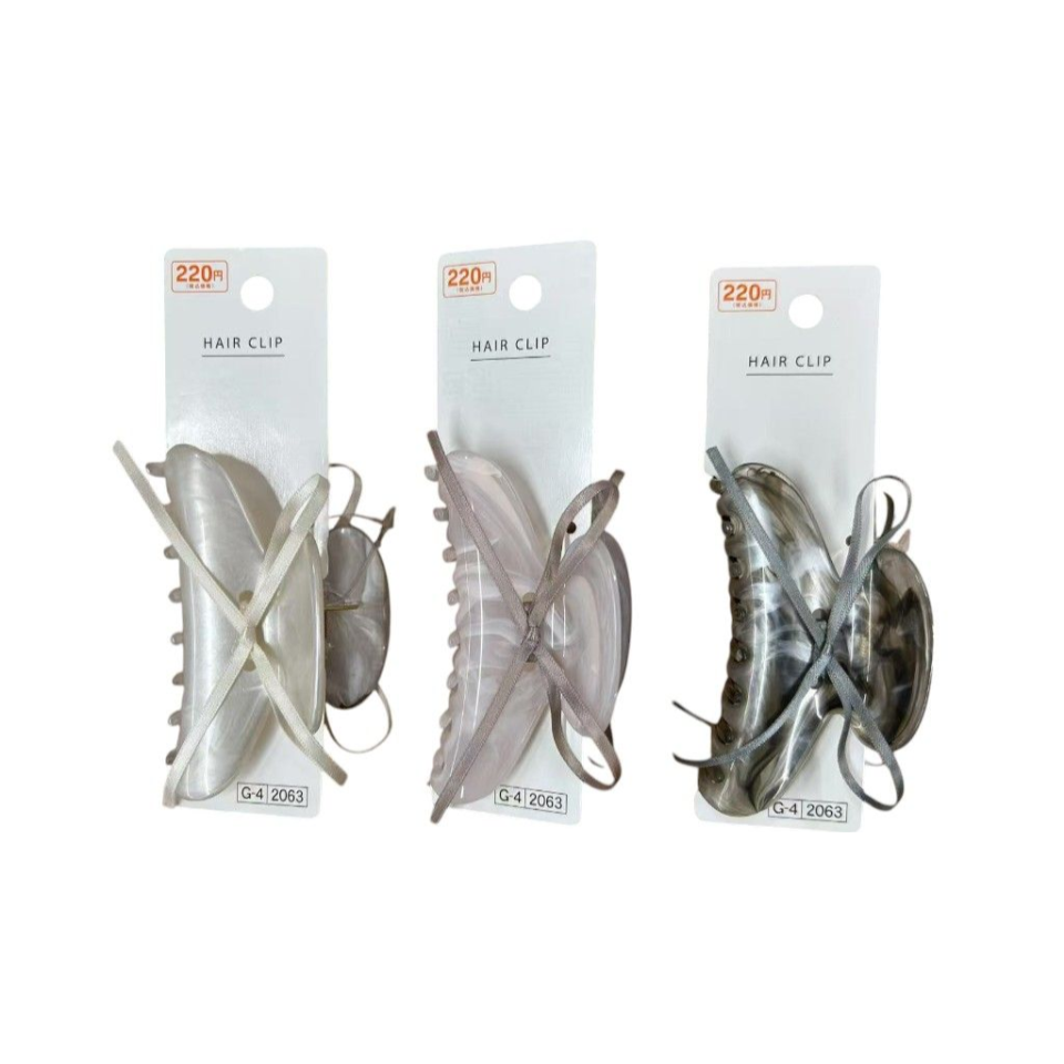 Marble Hair Clip Knotted Slim Ribbon