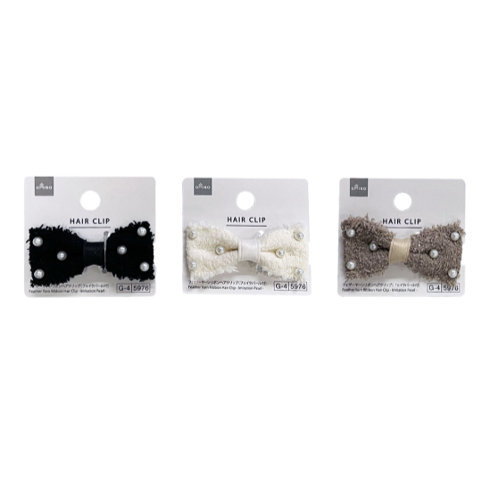 Feather Yarn Ribbon Hair Clip Imitation Pearl