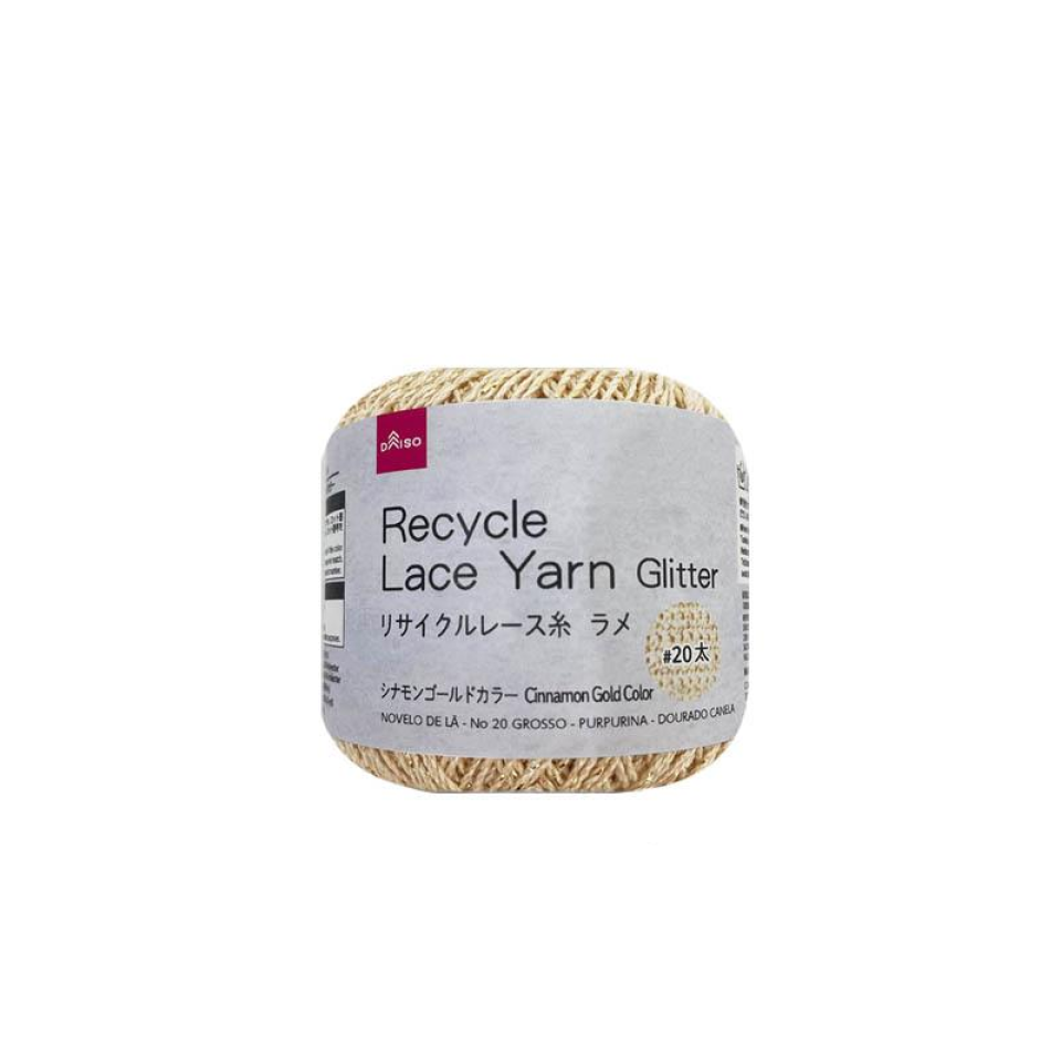 Recycle Lace Yarn No. 20 Thick Glitter Cinnamon Gold Color