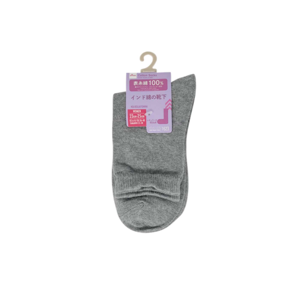 Cotton Regular Socks 23-25cm Grey