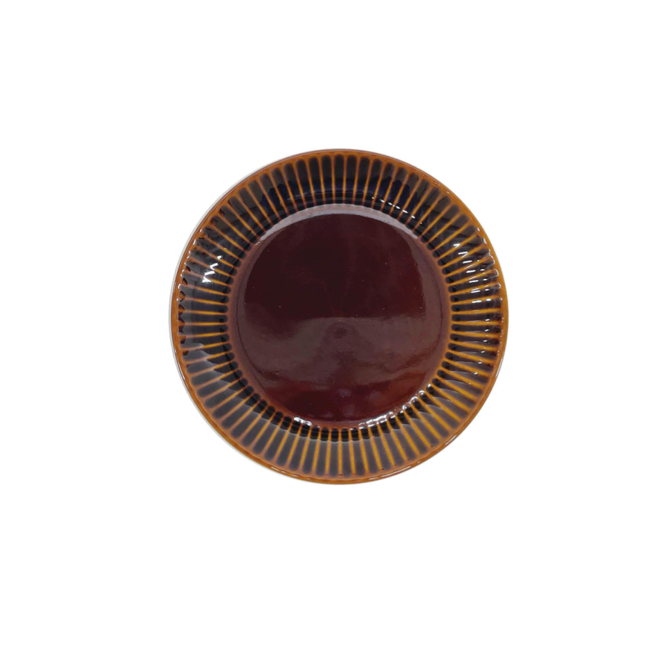 Plate Stripe Emboss Brown 18cm