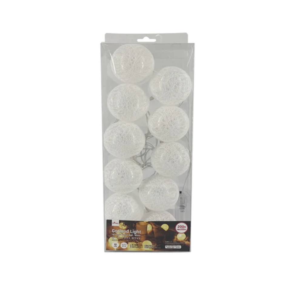Garland Light 10 LEDs Cotton Ball White