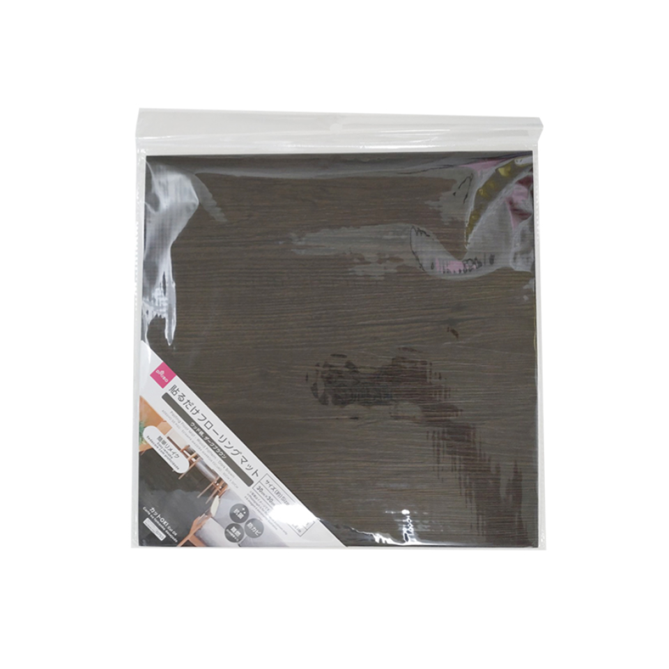 Antibacterial Stick On Flooring Mat Wood Pattern Dark Brown 30cm x 30cm