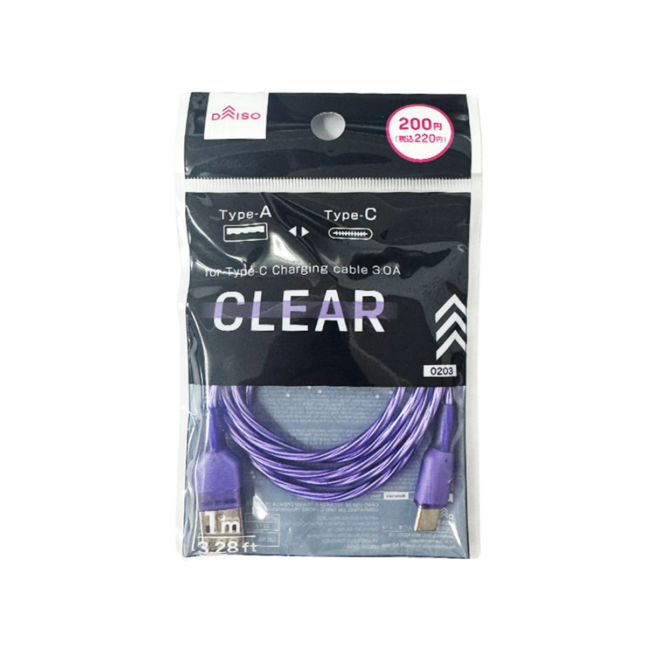 Type-C Charging Cable Clear Purple