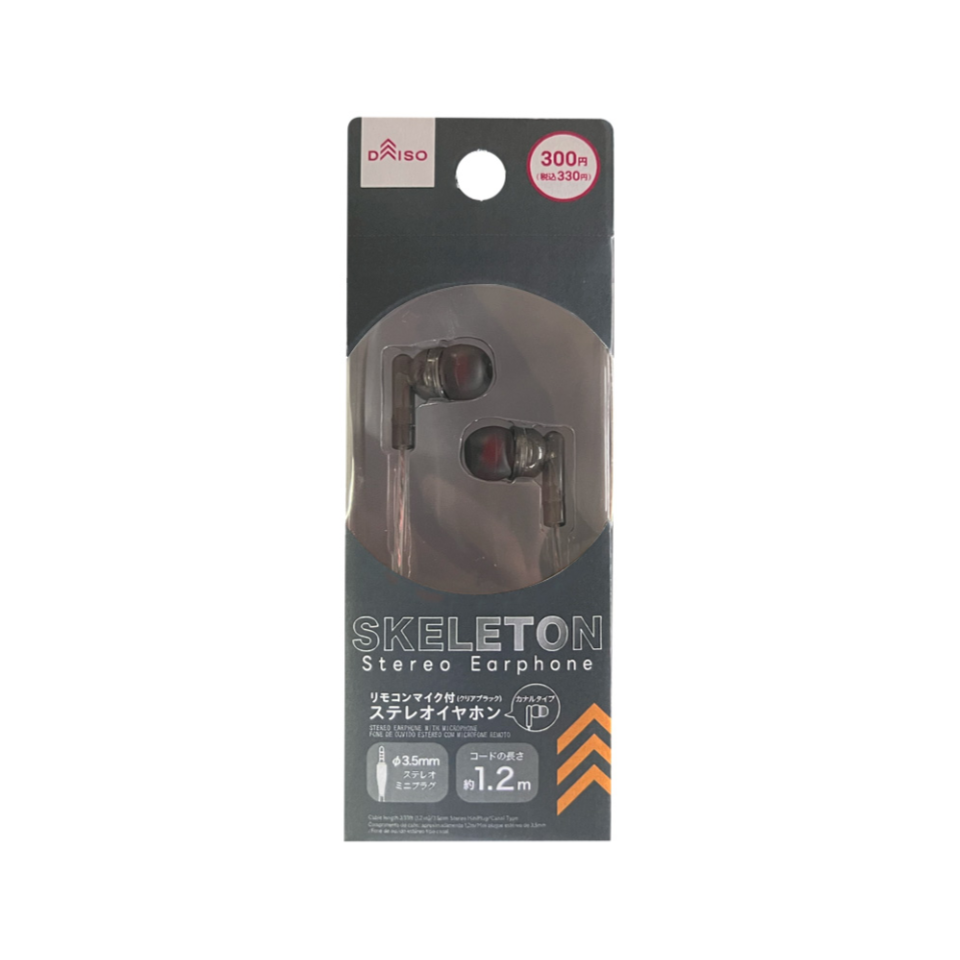 Stereo Earphone with Microphone Clear Black